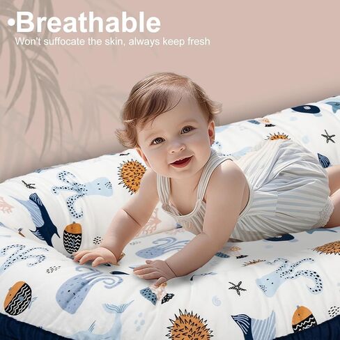 Baby Lounger for Newborn Infant Nest Portable Co Sleeper in Bed Newborn Lounger for 0-24 Months Adjustable 100% Cotton Soft Baby Floor Seat for Travel Boys & Girls Essentials Gift Baby Soft Snuggle in Kuwait