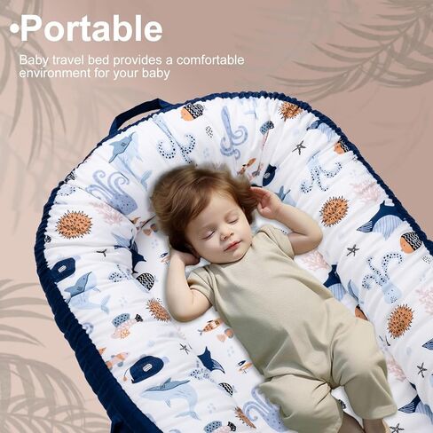 Baby Lounger for Newborn Infant Nest Portable Co Sleeper in Bed Newborn Lounger for 0-24 Months Adjustable 100% Cotton Soft Baby Floor Seat for Travel Boys & Girls Essentials Gift Baby Soft Snuggle in Kuwait