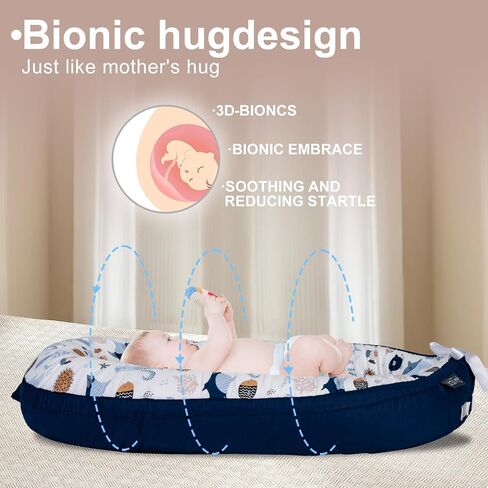 Baby Lounger for Newborn Infant Nest Portable Co Sleeper in Bed Newborn Lounger for 0-24 Months Adjustable 100% Cotton Soft Baby Floor Seat for Travel Boys & Girls Essentials Gift Baby Soft Snuggle in Kuwait