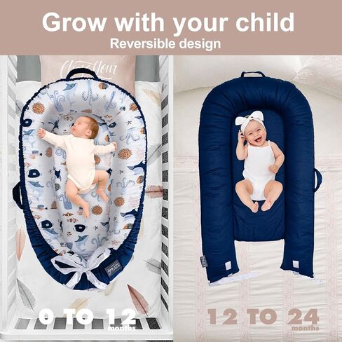 Baby Lounger for Newborn Infant Nest Portable Co Sleeper in Bed Newborn Lounger for 0-24 Months Adjustable 100% Cotton Soft Baby Floor Seat for Travel Boys & Girls Essentials Gift Baby Soft Snuggle in Kuwait