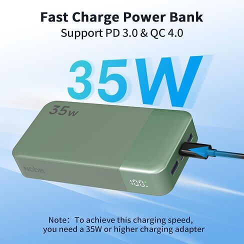 NOBIS Portable Charger, 20000mAh Power Bank, 35W Power Bank Fast Charging, Battery Pack with C to C Cable, Battery Bank with Digital Display for iPhone Samsung Android etc in Saudi Arabia