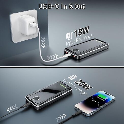 MARBERO Mini Power Bank 10000mAh، 22.5W شاحن محمول صغير سريع الشحن مع PD 3.0 & QC 3.0، شاحن iPhone خفيف الوزن USB C، مخرج مزدوج متوافق مع iPhone وSamsung والسفر الذي يجب أن يمتلكه in Saudi Arabia