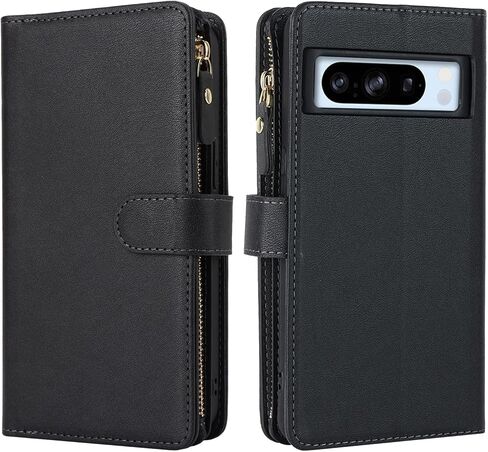 Jaorty for Google Pixel 8 Pro Phone Wallet Case for Women with Card Holder,Crossbody Pixel 8 Pro Case with Strap Lanyard,Zipper Pocket Magnetic Flip Leather Pixel 8 Pro Case,6.7" Black in Kuwait