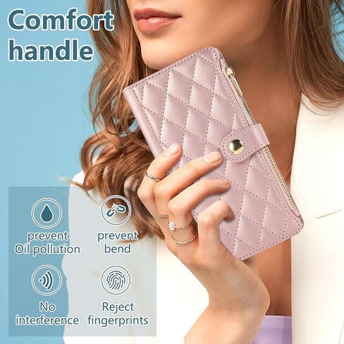 SZHAIYU Zipper Wallet Handbag Purse Compatible with iPhone 16 Pro Max Crossbody Case with Credit Card Holder Wrist Strap Lanyard Women 6.9'' Flip Faux Leather (Purple,IP 16 Pro Max) in Saudi Arabia