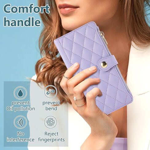 SZHAIYU Zipper Wallet Handbag Purse Compatible with iPhone 16 Pro Max Crossbody Case with Credit Card Holder Wrist Strap Lanyard Women 6.9'' Flip Faux Leather (Purple,IP 16 Pro Max) in Saudi Arabia
