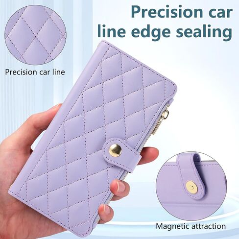 SZHAIYU Zipper Wallet Handbag Purse Compatible with iPhone 16 Pro Max Crossbody Case with Credit Card Holder Wrist Strap Lanyard Women 6.9'' Flip Faux Leather (Purple,IP 16 Pro Max) in Saudi Arabia