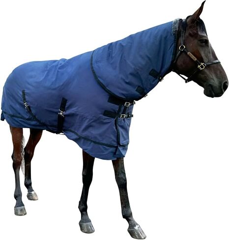 Waterproof Horse Turnout Blanket Horse Winter Blanket 400g Filling with Detachable Neck Cover Size 78 Navy Blue in Kuwait