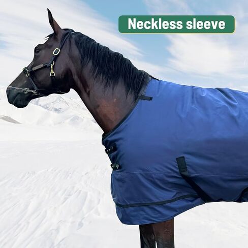 Waterproof Horse Turnout Blanket Horse Winter Blanket 400g Filling with Detachable Neck Cover Size 78 Navy Blue in Kuwait