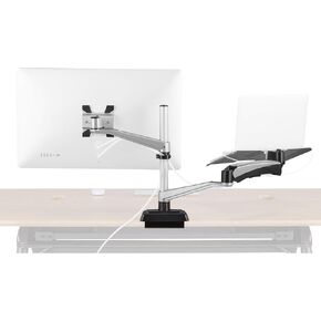 Vari Monitor Arm and Laptop Stand - VESA Monitor Mount with 360 Degree Rotation & 15" Laptop Stand with Adjustable Height, Monitors up to 27 inches, 19.8 lbs Capacity - Single Monitor & Laptop Holder
