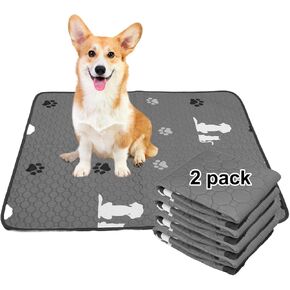 Washable Pee Pads for Dogs, 2 Pack Reusable Puppy Pads, Waterproof Pet Pee Pads for Dog Potty Training, Extra Large Dog Pee Pads for Crate, Playpen, and Whelping, Durable and Absorbent, Grey 18"x24"