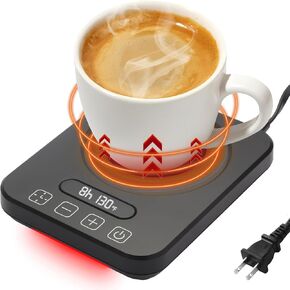 Coffee Mug Warmer for Desk with Display and Red Light Working Status, Coffee Cup Warmer, Smart Candle Warmer, 120°F to 180°F Temp Settings & 1-12Hrs Auto Shut Off, Electric Coffee Warmer for Drinks