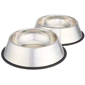 Stainless Steel Non-Skid Pet Dog Water and Food Bowl, 2-Pack (10 x 2.8 Inches), Each Holds Up to 4 Cups