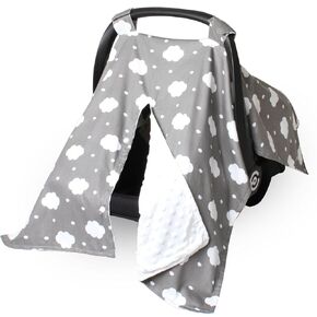 Car Seat Cover for Babies, Minky Winter Infant Car Seat Cover, Nursing Cover for Baby Breastfeeding, Suitable for Baby Carrier, Stroller, with Peekaboo Opening Car Seat Canopy
