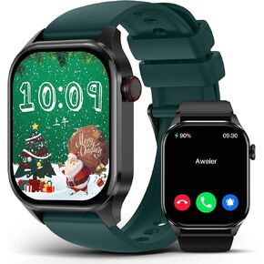 Smart Watches Christmas for Men Women 2.04" HD Screen Fitness Tracker Watches, Heart Rate Sleep Blood Oxygen Monitor, IP68 Waterproof, 136+ Sports, Answer/Make Call Smartwatch for Android iOS, Black