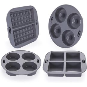 EM Silicone Air Fryer Liners – Set of 4 Reusable Air Fryer Liners Include Silicone Cupcake Liners, Silicone Donut Pan, Brownie Pan, Silicone Waffle Mold – Food Grade Non-BPA Silicone