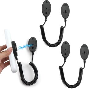 2Pack Magnetic Remote Control Holder with Security Cable, Retractable Remote Control Organizer Easy Installation Stable Suitable for Remote TV Fan and Air Conditioner Remotes Tidy Anti-Lost (Black)