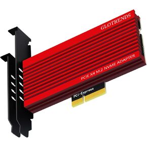 GLOTRENDS PA15 M.2 NVMe to PCIe 4.0 X4 Adapter for M.2 NVMe SSD, Extra Large Aluminum Heatsink, Regular and Low-Profile Bracket (Black)