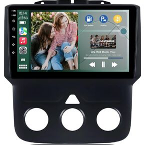 Car Radio for Dodge Ram 2013-2018 1500 2500 3500: [4Core 2+64G] 9 Inch Touch Screen Stereo Replacement with Wireless CarPlay Android Auto 5G WiFi GPS BT FM DSP SWC (Only fit Manual AC)