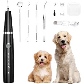 Upgraded Plaque Remover for Teeth, Electric Pet Teeth Cleaning Kit, USB Charging Dog Tooth Brushing Kit, 5 Modes, IPX6 Waterproof Pet Ultrasonic Toothbrush Cleaner for Dogs Cats