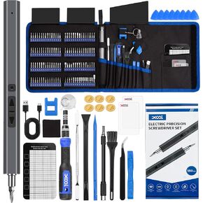 XOOL 150 in 1 Electric Screwdriver Set Precision Screwdriver Set with 120 Magnetic Bits, Rechargeable 2 Gears Torque Power Screwdriver Kit for Electronics, Computer, Laptops, Phone, PC, Game Console