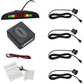 Car Reverse Backup Radar System Reverse Parking Sensor Car Vehicle Backup Auto Radar Detectors System LED Display&High-Volume Warning Buzzer&4 Silver Parking Sensors Reversing kit[Silver]