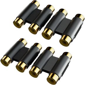 RCA Female to Female Coupler, RCA Female to RCA Female Interconnect Coupler Adapter, with Gold Plated Housing for Amplifier, Subwoofer, Mixer (2rca F-F- 4 Pack)