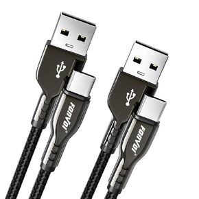 USB to USB C Cable(2Park 8FT)Zinc Alloy USB A to USB C Charger Cord 3.1A Fast Charging Compatible with iPhone 15/15 Plus/15 Pro/Max, Samsung Galaxy S20,10,9, Note 20 10, Car Play, LG G8 G7 V30