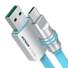 Hichain USB A to USB C Charger Cable Orange Purple 4ft, 100W Type C Fast Charging Cord Silicone USB C Chubby Cable Data Sync for Phone Samsung Galaxy Pixel PS5 WH-ACO4+ACP4