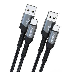 USB to USB C Cable(2Park,8FT),USB Type C Fast Chargr Cable,3.1A Braided USB A to Type-C Charger Cable for iPad,iphone15,Samsung Galaxy Note, Pixel,One Plus,etc