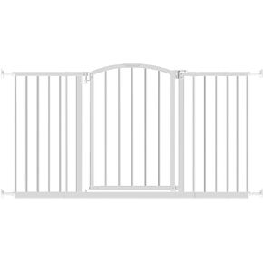 Ingenuity Deluxe Metal Extra Tall Walk Through Arch Dog Gate with Hardware Mounted and Wide Openings for Stairways and Doorways, White
