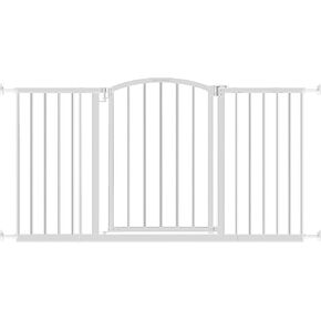 Ingenuity Deluxe Metal Extra Tall Walk Through Arch Dog Gate with Hardware Mounted and Wide Openings for Stairways and Doorways, White