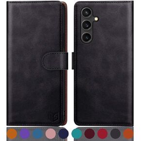 SUANPOT for Samsung Galaxy S24 FE Wallet case with RFID Blocking Credit Card Holder,Flip Book PU Leather Protective Cover Women Men for Samsung S24 FE Phone case Light Brown