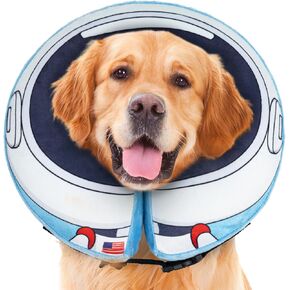 Dog Cone Collar, Inflatable Neck Donut After Surgery for Large Medium Small Dogs and Cats, Soft Cone Alternative, Protective Recovery Dog E Collar Stop Licking, Hamburger, S