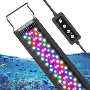 Aquarium Lights for Fish Tank, 24/7 Mode Fish Tank Light with Timer, Auto On/Off Aquarium Light for Plants, 8 Colors Full Spectrum Aquarium Light with Extendable Brackets for 24~30 Inch Tanks