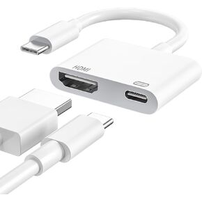 USB C to HDMI Adapter for iPhone 15 16,4K@60Hz Video & Audio Sync Screen Converter Digital AV Adapter with Charging Port for iPhone 16Pro/16 Plus/16Pro Max/15Pro/15 Plus/15 Pro Max,MacBook Pro to TV