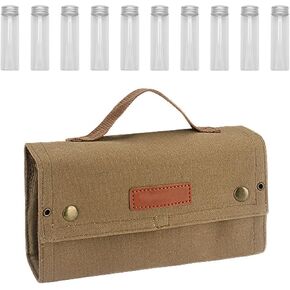 Camping Spice Kit, Portable Travel Spice Bag Pouch With 10 Spice Containers, Foldable Canvas Seasoning Storage Bag for Outdoor Travel Camping BBQ Picnic- Black