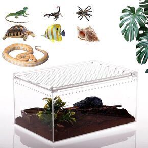 Magnetic Acrylic Large Enclosure, 12 x 8 x 6 Reptile Tank Enclosure, Reptile Breeding Box, Terrarium Cage for Snake,Hermit Crab,Frog Insect Tarantulas Amphibians