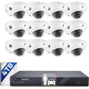 ONWOTE 12MP NVR 16 Channel Security Camera System, 12x 4K Vandal Proof PoE IP Cameras, Smart Color Night Vision, 16CH Commercial NVR 4TB, 24/7 Video Audio Recording Surveillance for Businesses