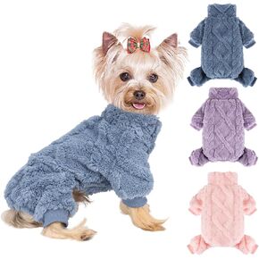 Dog Pajamas Small Sized Dog，Pajamas for Dogs, Sweater, Winter Clothes Outfits Chihuahua Yorkie Teacup Cat，Soft Cold Weather Pet Coat，Warm Fleece Puppy Pjs (S, Purple,1 PC)