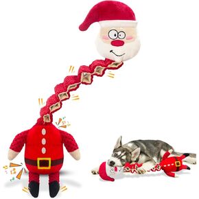 Christmas Large Interactive Dog Toys: Squeaky Plush Stuffed Dog Toys for Large Dogs - Big Chew Santa Dog Toys for Puppy Small Medium Large Breeds