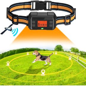 GPS Wireless Dog Fence Collar for Outdoor Use, Precise Pet Containment System with AI Smart GPS Signal Boost Tech for M / L Dogs, IPX7 Waterproof with 3 Warning Modes, Adjustale Radius 33-999 Yards