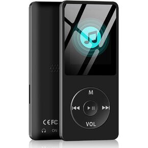 32GB MP3 Player with Bluetooth 5.0 Music Player with HD Speaker Supports Photos/Video Play/FM Radio/Voice Recorder/E-Book Reader,Portable Mini Design Ideal for Sport & Learn-Black