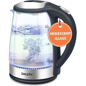 Dezin Electric Kettle, 2L Electric Water Heater, Glass Electric Tea Kettle, 304 Stainless Steel Hot Water Kettle Warmer with Fast Boil, Auto Shut-Off & Boil Dry Protection, for Coffee, Tea