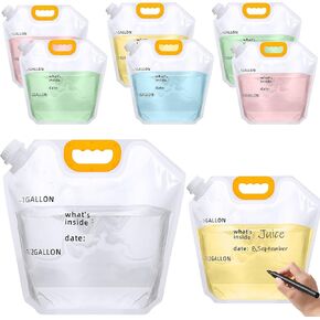 8 Pcs 1.3 Gallon Collapsible Water Container Bag with Scale Water Jug Clear Plastic Storage Jug for Camping Hiking Backpack Emergency No-leak Freezable Foldable Water Bottle