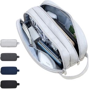 Electronic Organizer Travel Cable Accessories Bag, Waterproof Double Layer Large Electronics Organizer Portable Storage Case for Cable, Cord, Charger, USB, Phone, Power Bank, Earphone (Blue)