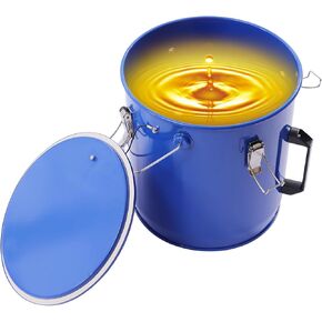 Fryer Grease Bucket – 6 Gal Oil Bucket with Lid, Oil Disposal Caddy, Coated Carbon Steel Oil Filter Pot with Rust-Proof Coating, Oil Transport Container with Lock Clips & Filter Bag