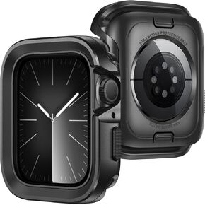 Metal Case Compatible with Apple Watch Case Ultra 2 Ultra 49mm, 2 in 1 Rugged Protective Silicone Bumper Cover Compatible with iWatch Ultra 49mm (Black)