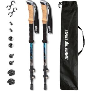 Trekking Poles ，2 Hiking Sticks - Adjustable Hiking Poles,Telescopic Portable Walking Stick with Quick Locks, 7075 Aluminum with Cork Grip,Blue in Kuwait