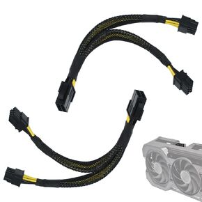 8 Pin PCIe Splitter Cable, 2-Pack PCIe 8 Pin Female to Dual 2X 8 Pin (6+2) Male Power Adapter, 8-inch Braided Y-Splitter Power Extension Cable for GPU Graphics Card