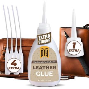 Y'allCanDiy Super Leather Glue 2 Pk x 0.7 Oz (20g) - Adhesive for Purses, Upholstery, Sofas, Furniture. Heavy Duty Waterproof Glue for Leathercraft & More, Compatible with Aerosol Adhesive Accelerator